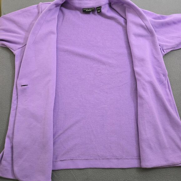 Susan Graver Weekend Women XL Petite Marina Knit Blazer Dried Lavender - Picture 6 of 12